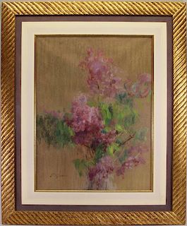 Mixed Media Painting of a Flowers, Signed