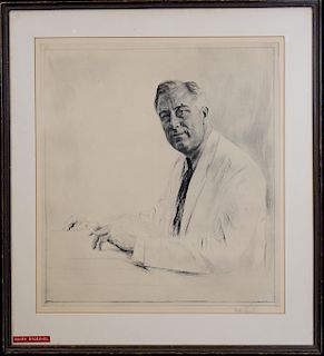 Osker Stoessel, Portrait of Roosevelt Etching
