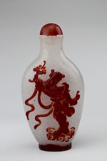 Chinese Peking Glass Overlay Snuff Bottle