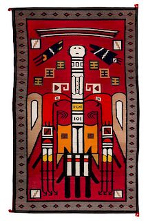 Navajo Pictorial Thunderbird Rug 62 x 100 inches