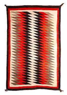 Group of Two Navajo Weavings Serrate Diamonds Largest: 64 1/2 x 41 inches