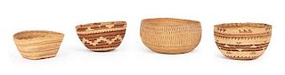 Three Hupa Baskets Height 3 3/4 x diameter 7 3/4 inches
