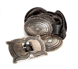Navajo Silver Concho Belt Length 45 inches