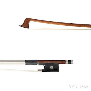 French Silver-mounted Violin Bow, Probably J.B. Vuillaume, Paris