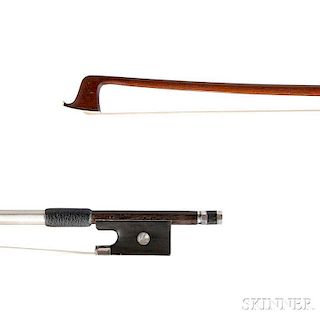 French Nickel Silver-mounted Violin Bow, Probably E.F. Ouchard