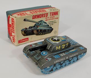 C.1950 Japanese Cragstan Military Tank Tin Toy