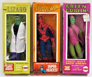 3 Mego WGSH Marvel Spider-Man Lizard Goblin Group