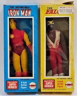 2PC 1974 Mego WGSH Marvel Comics Iron Man Falcon