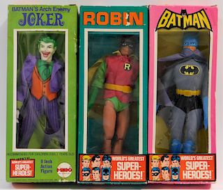3PC 1973 Mego WGSH DC Comics Batman Joker Robin