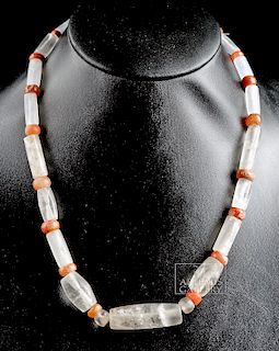 Tairona Rock Crystal & Carnelian Beaded Necklace