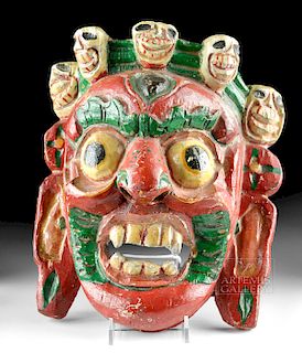 Early 20th C. Tibetan Wood Festival Mask - Mahakala