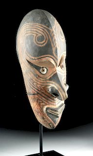 20th C. Papua New Guinea Iatmul Wood & Shell Mask