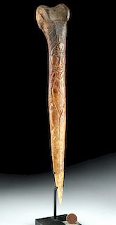 20th C. Papua New Guinea Cassowary Bone Dagger -Incised