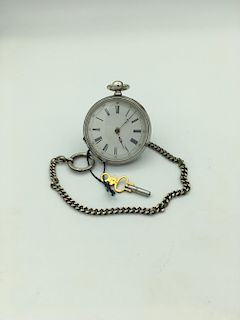 Antique Silver 10 Ruby Girard Geneve Pocket Watch