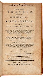 CARVER, Jonathan (1732-1780). Three Years Travels through the Interior Parts of North-America... Philadelphia: Key & Simpson, 17