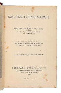 CHURCHILL, Winston Spencer. Ian Hamilton’s March. London, New York, and Bombay: Longmans, Green, and Co., 1900. FIRST EDITION.