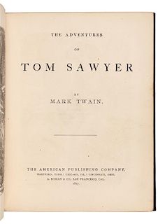 CLEMENS, Samuel Langhorne (1835-1910) ("Mark Twain"). The Adventures of Tom Sawyer. Hartford: The American Publishing Company, 1