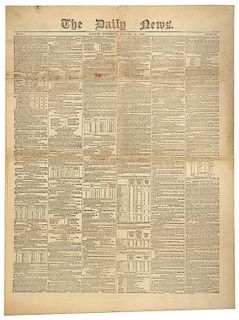 DICKENS, Charles. The Daily News. No. 1. London: [William Bradbury] Wednesday, 21 January 1846 (but later).