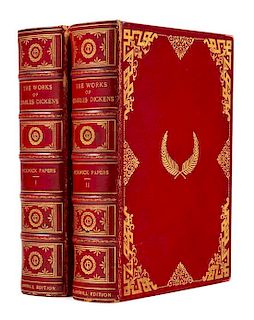 DICKENS, Charles (1812-1870). Works. New York: Charles Scribner's Sons, 1897. "Gadshill Edition". DICKENS' SIGNATURE TIPPED IN.