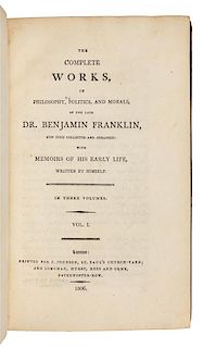 Franklin, Benjamin (1706-1790). Works. London: J. Johnson and Longman, Hurst, Rees and Orme, 1806.