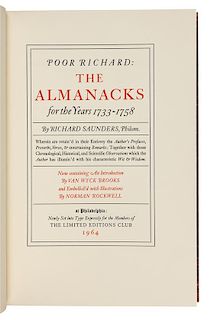 [LIMITED EDITIONS CLUB]. FRANKLIN, Benjamin. Poor Richard: The Almanacks for the Years 1733-1758. Philadelphia: 1964.