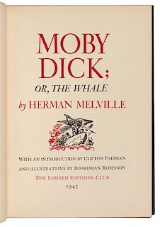 [LIMITED EDITIONS CLUB]. MELVILLE, Herman. Moby-Dick. Brattleboro, VT: E.L. Hildreth & Company for the The LEC, 1943.