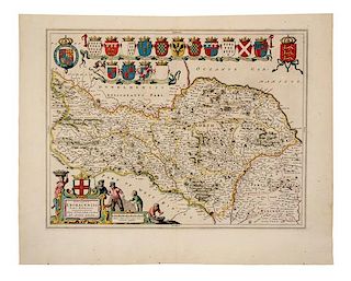 * BLAEU, Joan (1596-1673). Ducatus Eboracensis pars Borealis, The North Riding of York Shire. Amsterdam, ca 1662. Engraved map.