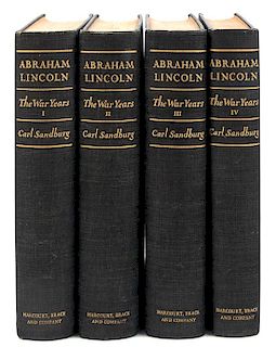 SANDBURG, Carl (1878-1967). Abraham Lincoln: The War Years. Harcourt, Brace & Company: New York, 1939. FIRST EDITION.