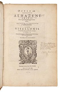 * ALHAZEN. Opticae thesaurus. Basel, 1572. FIRST EDITION.