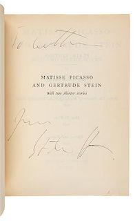 STEIN, Gertrude. Matisse Picasso and Gertrude Stein. Paris: Plain Edition, 1933. FIRST EDITION, PRESENTATION COPY SIGNED BY STEI