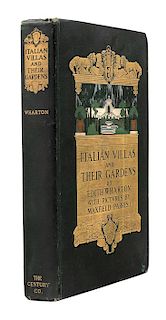 WHARTON, Edith (1862-1937). PARRISH, Maxfield, illustrator. Italian Villas and their Gardens. New York: 1904. FIRST EDITION.