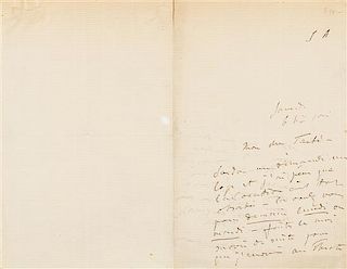 * OFFENBACH, Jacques (1819-1880). Autograph letter signed ("Jacques Offenbach"), in French, to Mr. Taube. N.p., n.d.