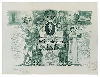 * STRAUSS, Richard (1864-1949). Handwritten musical quotation, twice signed ("R.G. Strauss" and "Rafael Josef"), New York, 1904.