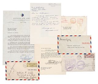 [AVIATORS]. A group of 9 signatures and letters, comprising: