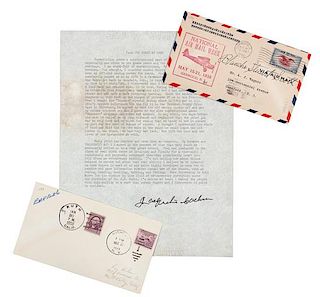 [AVIATORS - FEMALE]. A group of 3 signatures and letters, comprising: