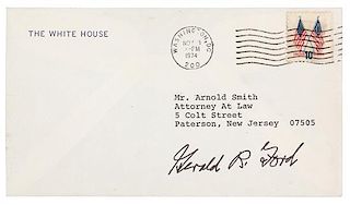 FORD, Gerald Rudolph (1913-2006), President. Signature ("Gerald R. Ford"), as President. To Mr. Arnold Smith, Paterson, NJ, 1974