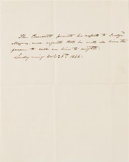 * POLK, James K. Autographed letter written in the third person ("The President"), as President, [Washington, D.C.], 20 December
