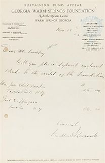 * ROOSEVELT, Franklin Delano (1882-1945). Autographed letter signed ("Franklin D. Roosevelt"), to Mr. Crowley, 18  November 1921