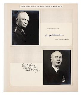 [U.S. MILITARY LEADERS -- WWII]. A group of 6 signatures accompanied by photographs of military leaders from World War II, compr