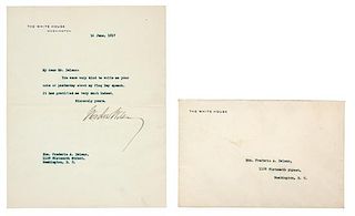 WILSON, Woodrow (1856-1924). Typed letter signed ("Woodrow Wilson"), as President. To Frederic A. Delano, 16 June 1917.