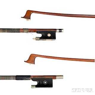 Two German Nickel-mounted Violin Bows
