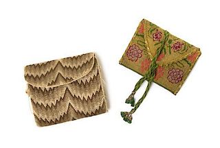 Two Needlework Sewing Purses, Width of first 3 7/8 inches.