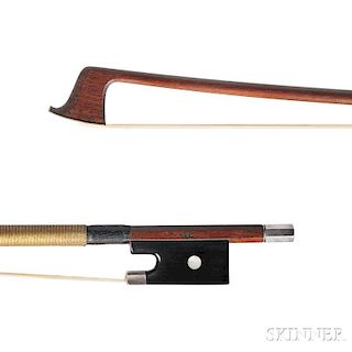 English Silver-mounted Violin Bow, H&S