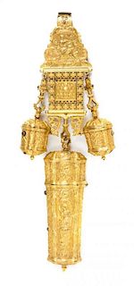 A Louis XV Style Gilt-Metal Chatelaine, Height overall 8 inches.