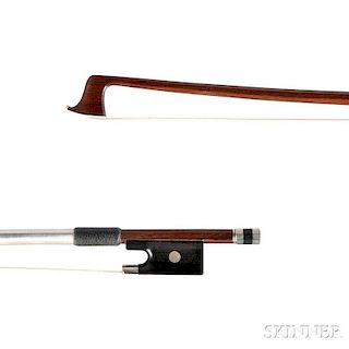 French Nickel Silver-mounted Violin Bow, Probably Workshop of C.N. Bazin