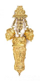 A Louis XV Style Gilt-Metal Chatelaine, Height 6 inches.
