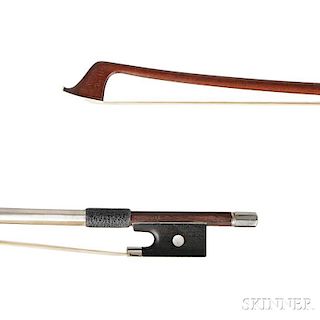 French Nickel Silver-mounted Violin Bow, E.F. Ouchard, Mirecourt, c. 1930