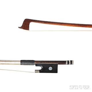 French Nickel Silver-mounted Violin Bow, Marc Laberte, Mirecourt, c. 1940-45