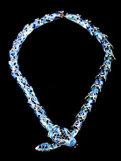 Margot de Taxco Blue Enamel Snake Necklace