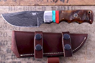 Montana Territory Knives Wave Damascus & Turquoise